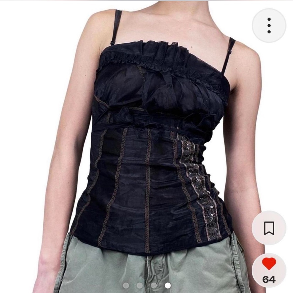 y2k beaded chiffon going out top